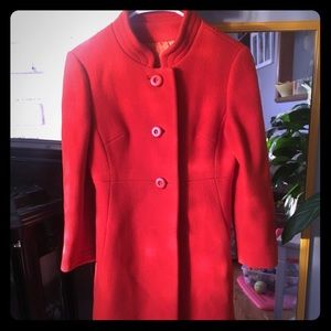 Vintage Orange Wool Dress Coat w/Satin Lining